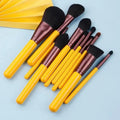 11-Piece Makeup Brush Set with Wooden Handles & Travel Bag