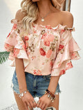 Floral Ruffle Off-Shoulder Blouse