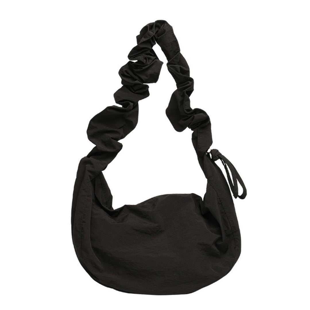 Pleated Drawstring Hobo Crossbody Bag
