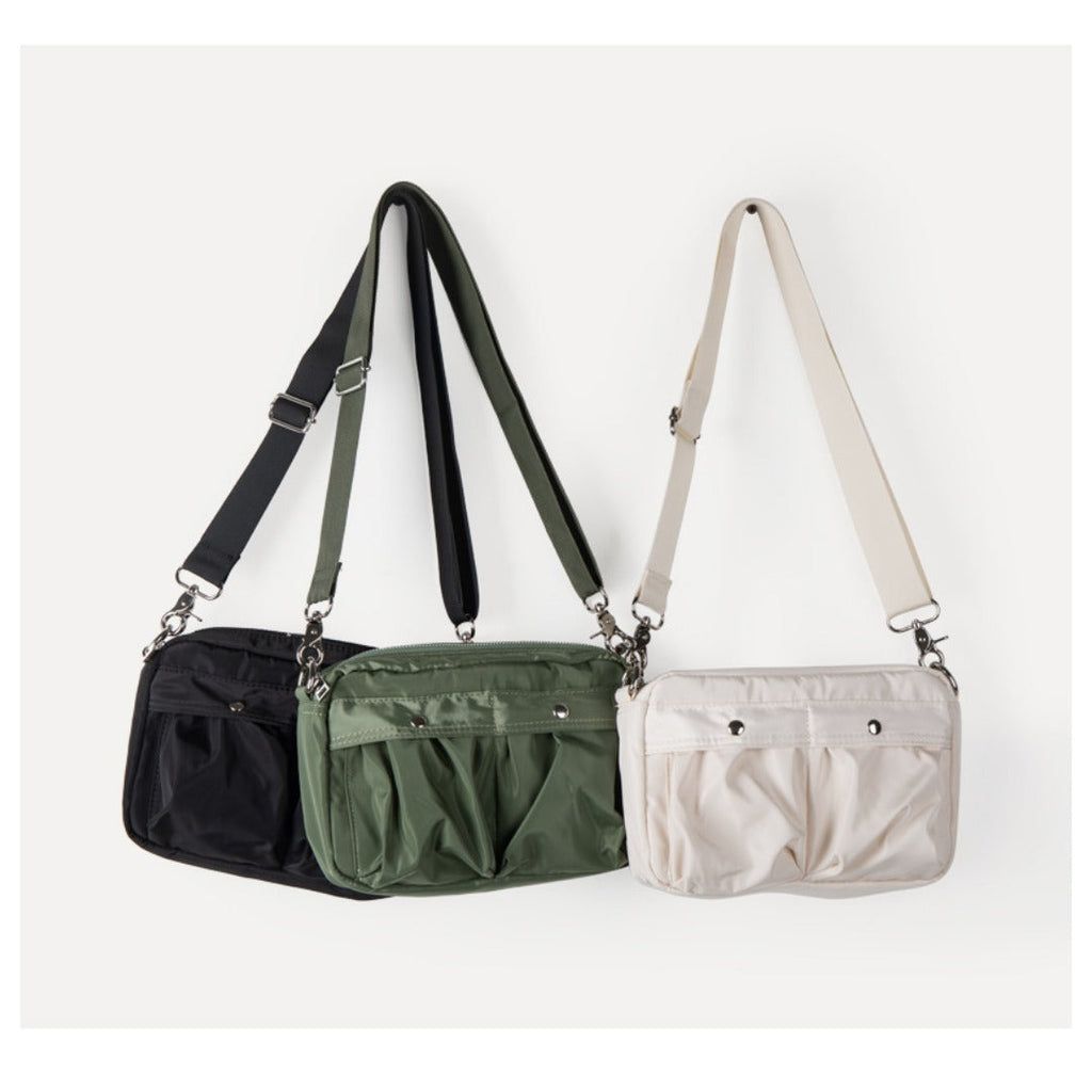 Pleated Nylon Mini Square Crossbody Bag
