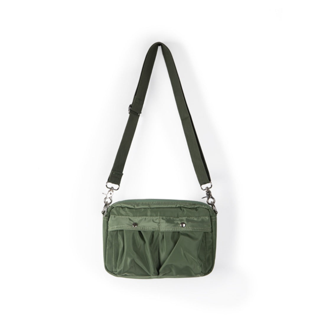 Pleated Nylon Mini Square Crossbody Bag