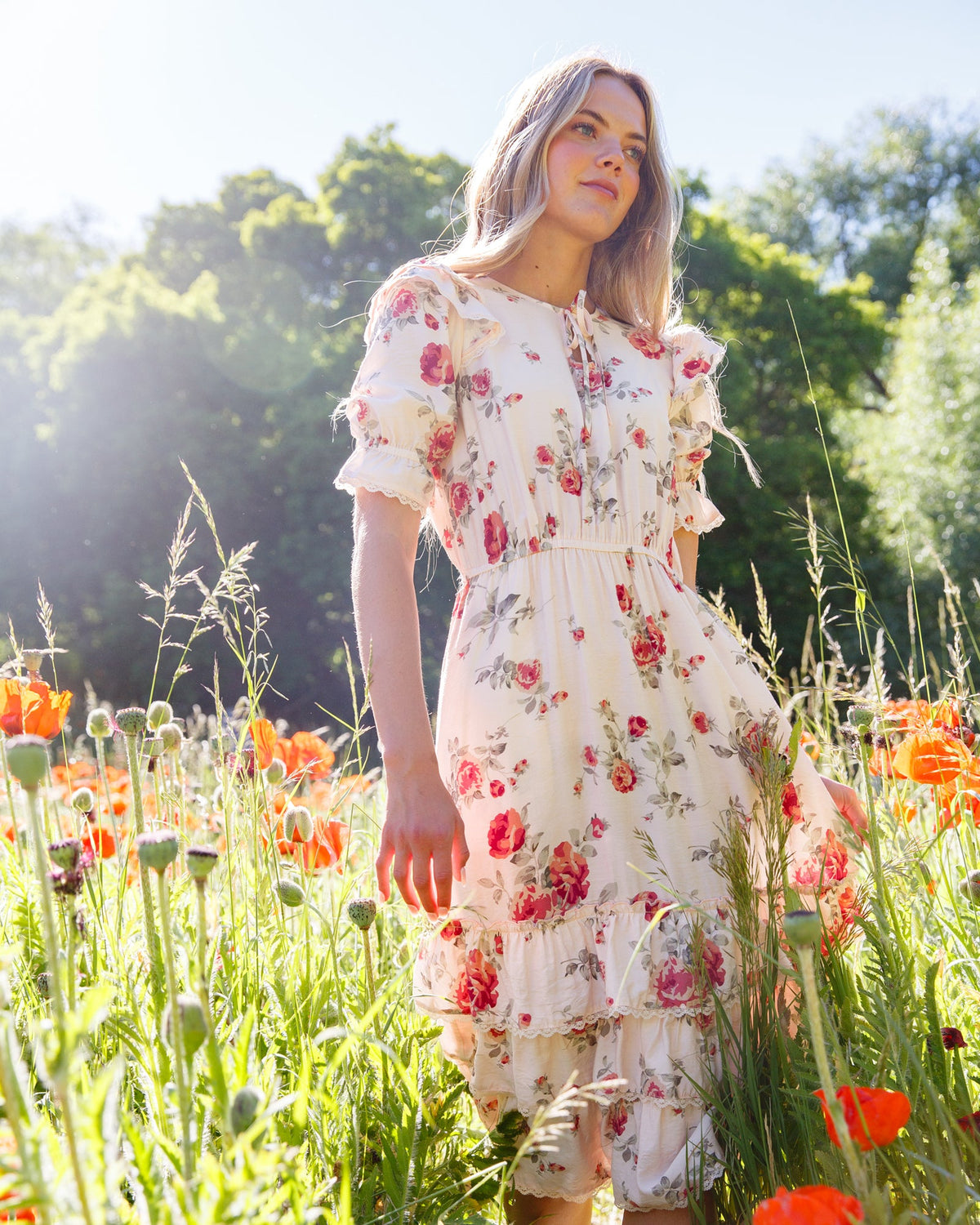 Downeast Vintage Romance Floral Midi Dress