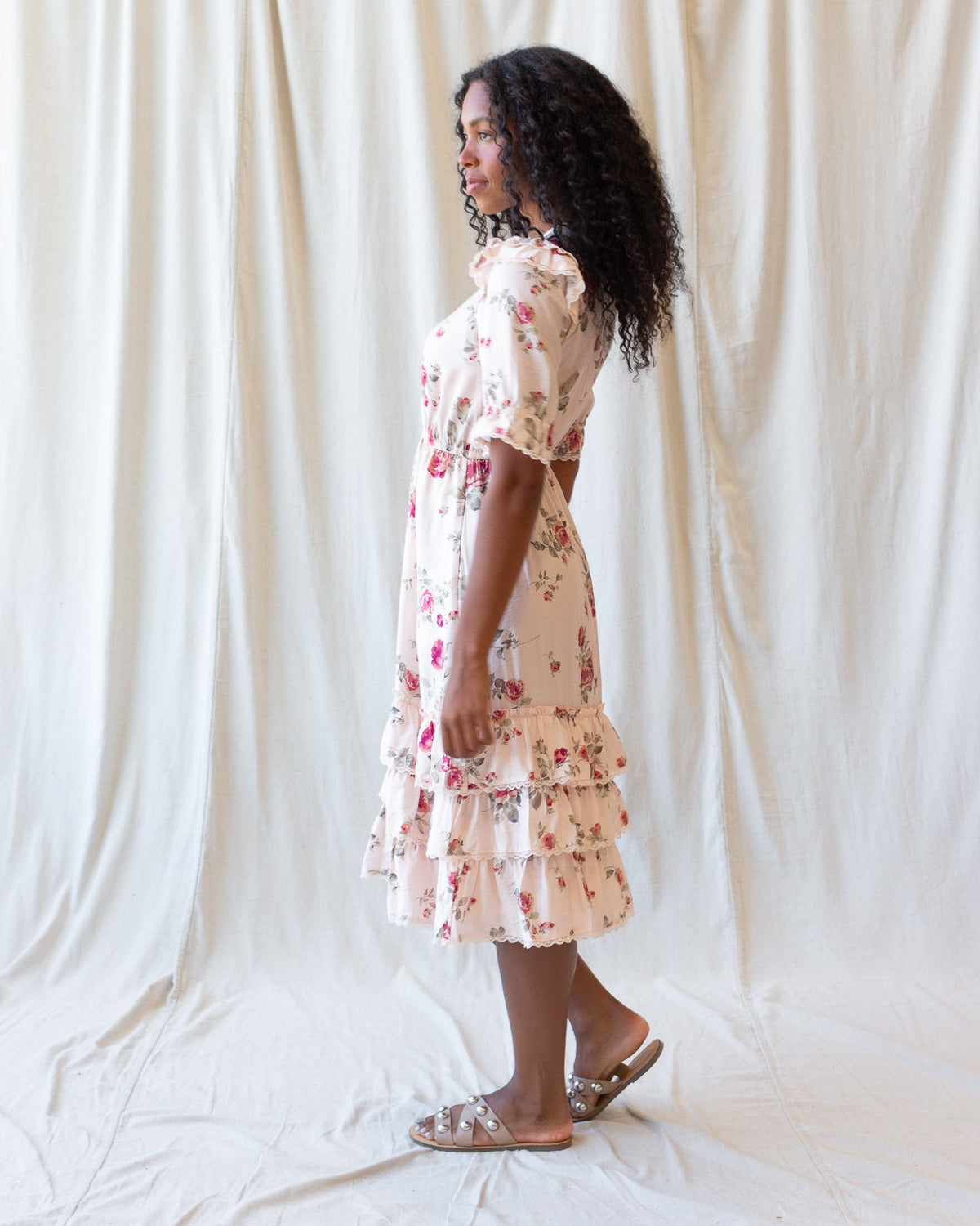 Downeast Vintage Romance Floral Midi Dress
