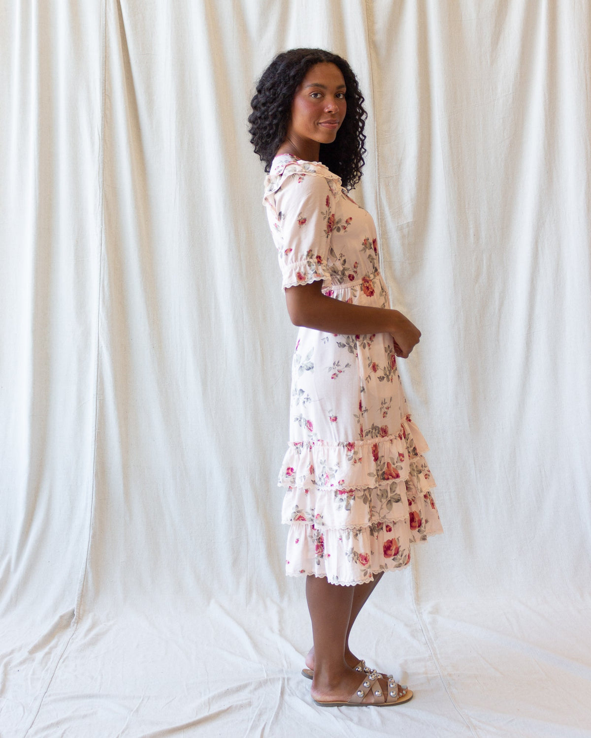 Downeast Vintage Romance Floral Midi Dress