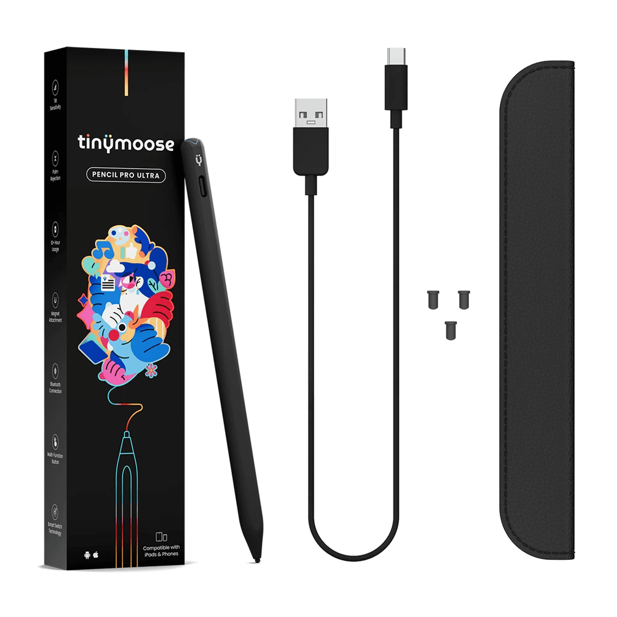 Tinymoose Pencil Pro Ultra – iPad & Android Stylus, Midnight Black