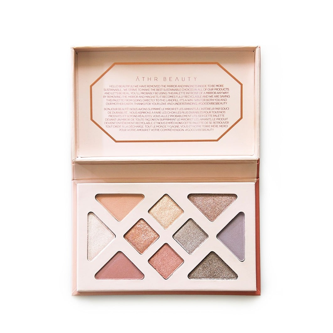 ĀTHR Beauty Rose Quartz Crystal Eyeshadow Palette – 10 Shades