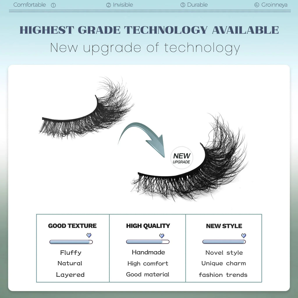 Fluffy Cat-Eye 8D Volume False Lashes – Dramatic Faux Mink
