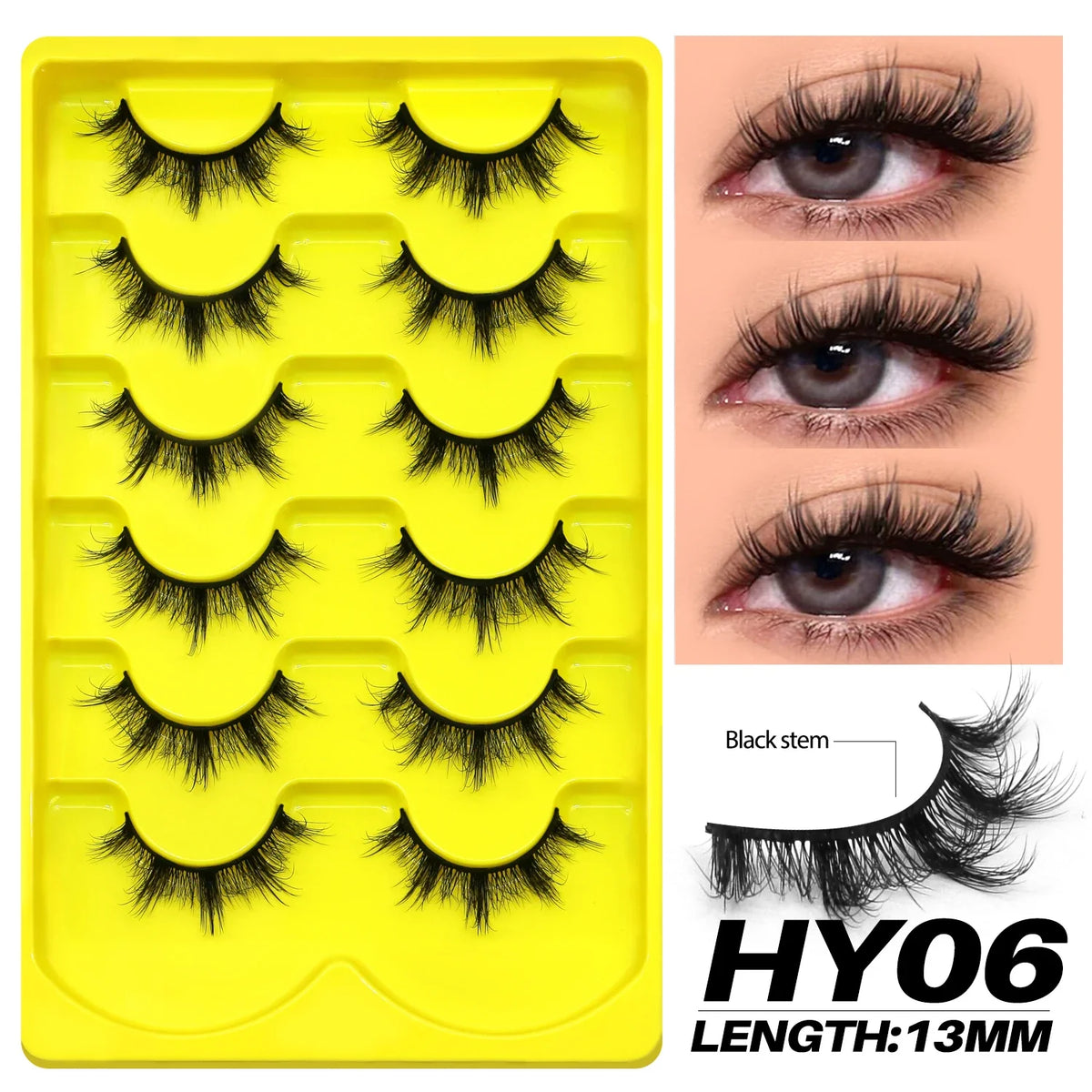 Fluffy Cat-Eye 8D Volume False Lashes – Dramatic Faux Mink