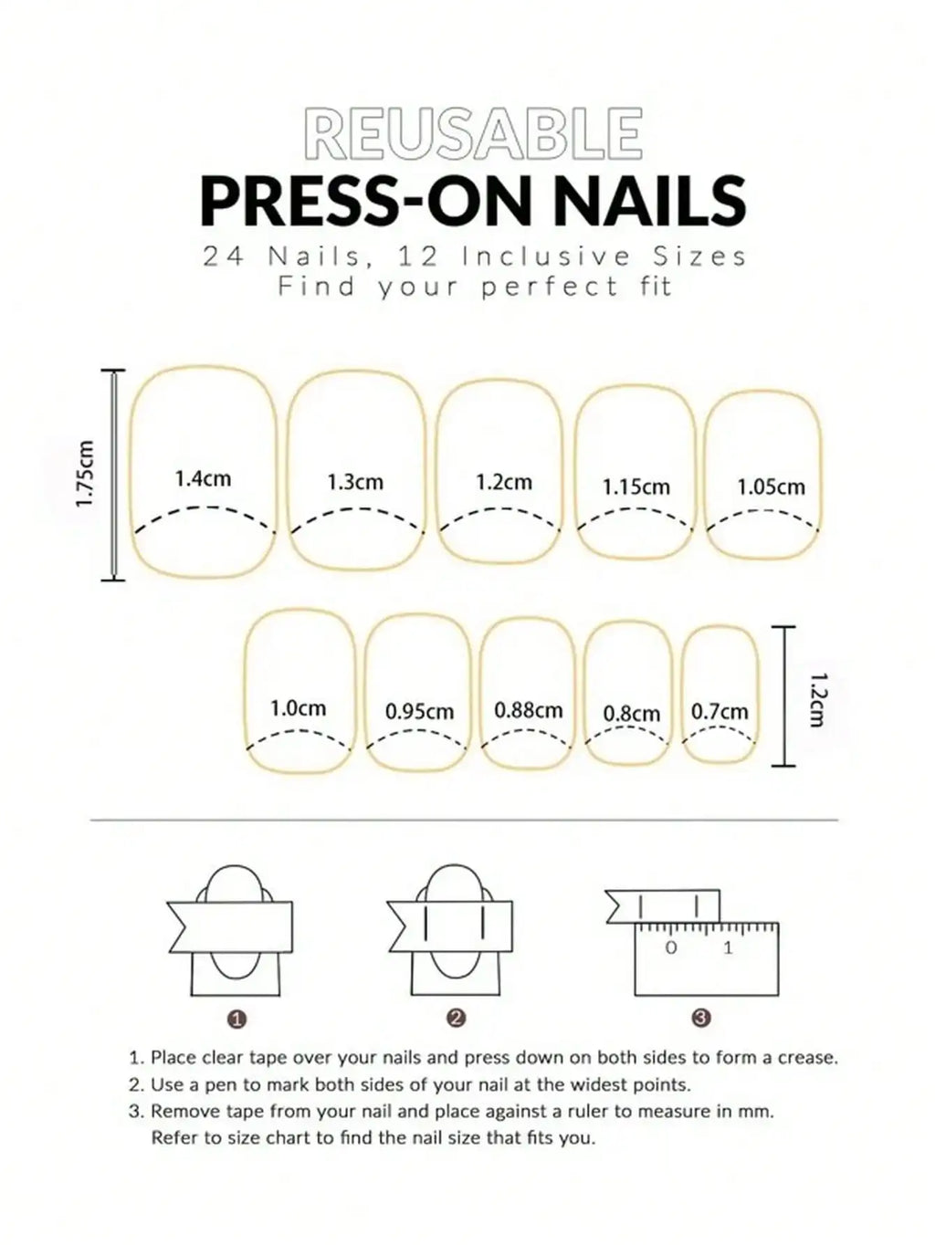 Short Square French Tip Press-On Nails – 24 Pcs, 12 Colors