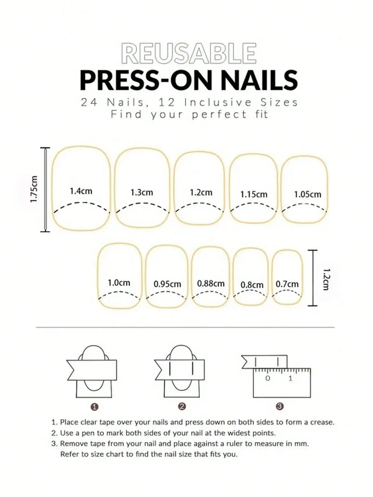 Short Square French Tip Press-On Nails – 24 Pcs, 12 Colors