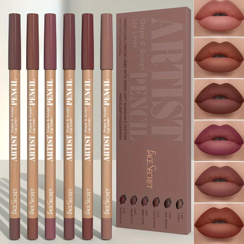 Velvet Matte Lip Liner Set – 6 Pencils