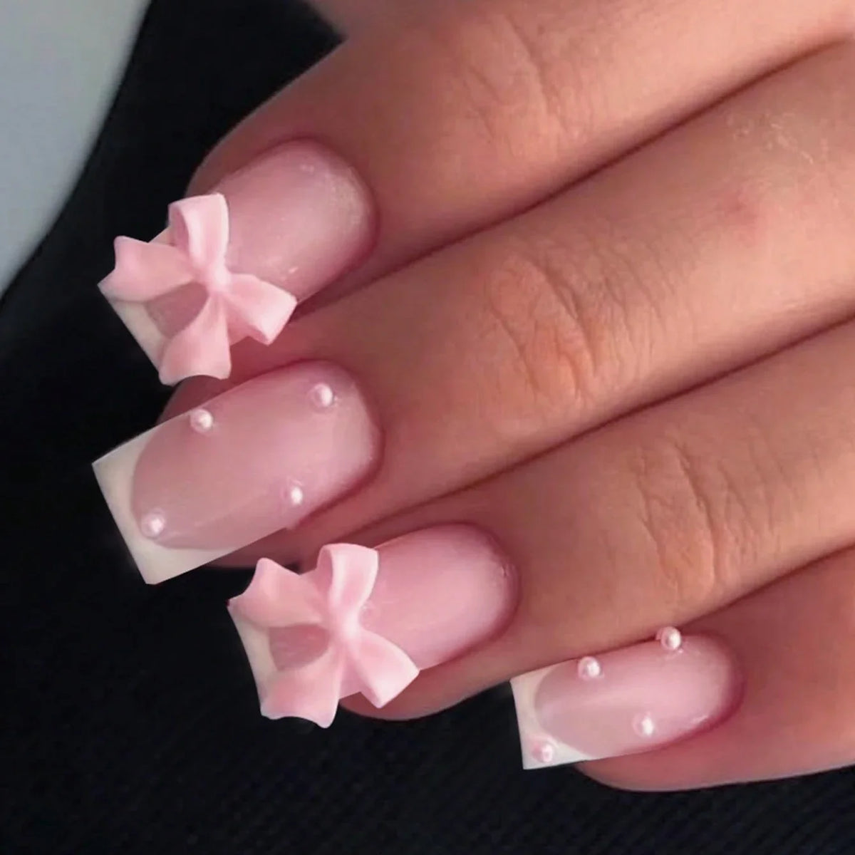 Short Square French Tip Press-On Nails – 24 Pcs, 12 Colors