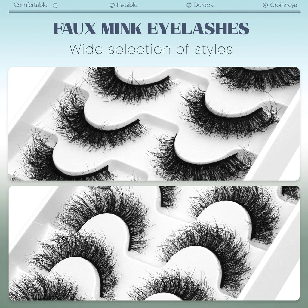 Fluffy Cat-Eye 8D Volume False Lashes – Dramatic Faux Mink
