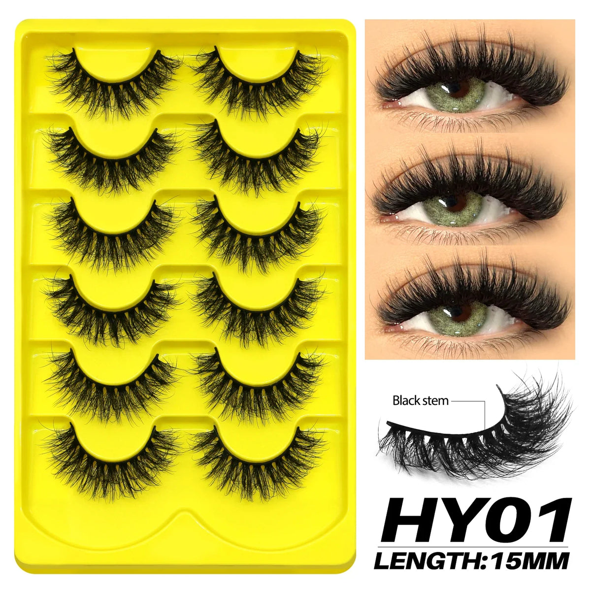 Fluffy Cat-Eye 8D Volume False Lashes – Dramatic Faux Mink