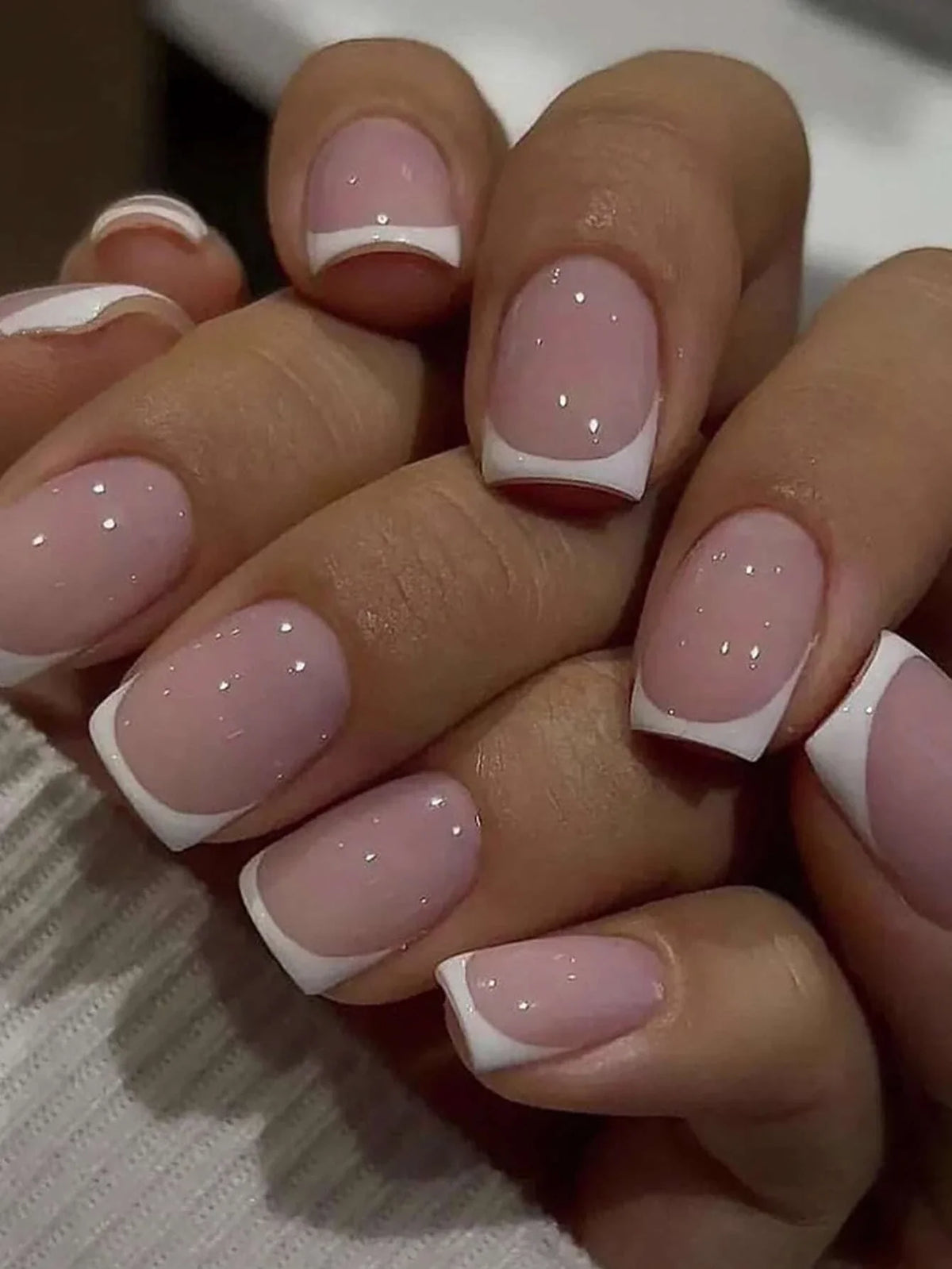 Short Square French Tip Press-On Nails – 24 Pcs, 12 Colors
