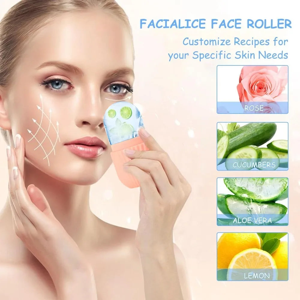 Ice Roller + Gua Sha Set – 3-Piece Facial Massage Kit