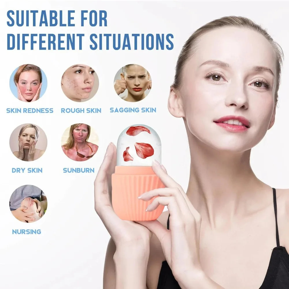 Ice Roller + Gua Sha Set – 3-Piece Facial Massage Kit