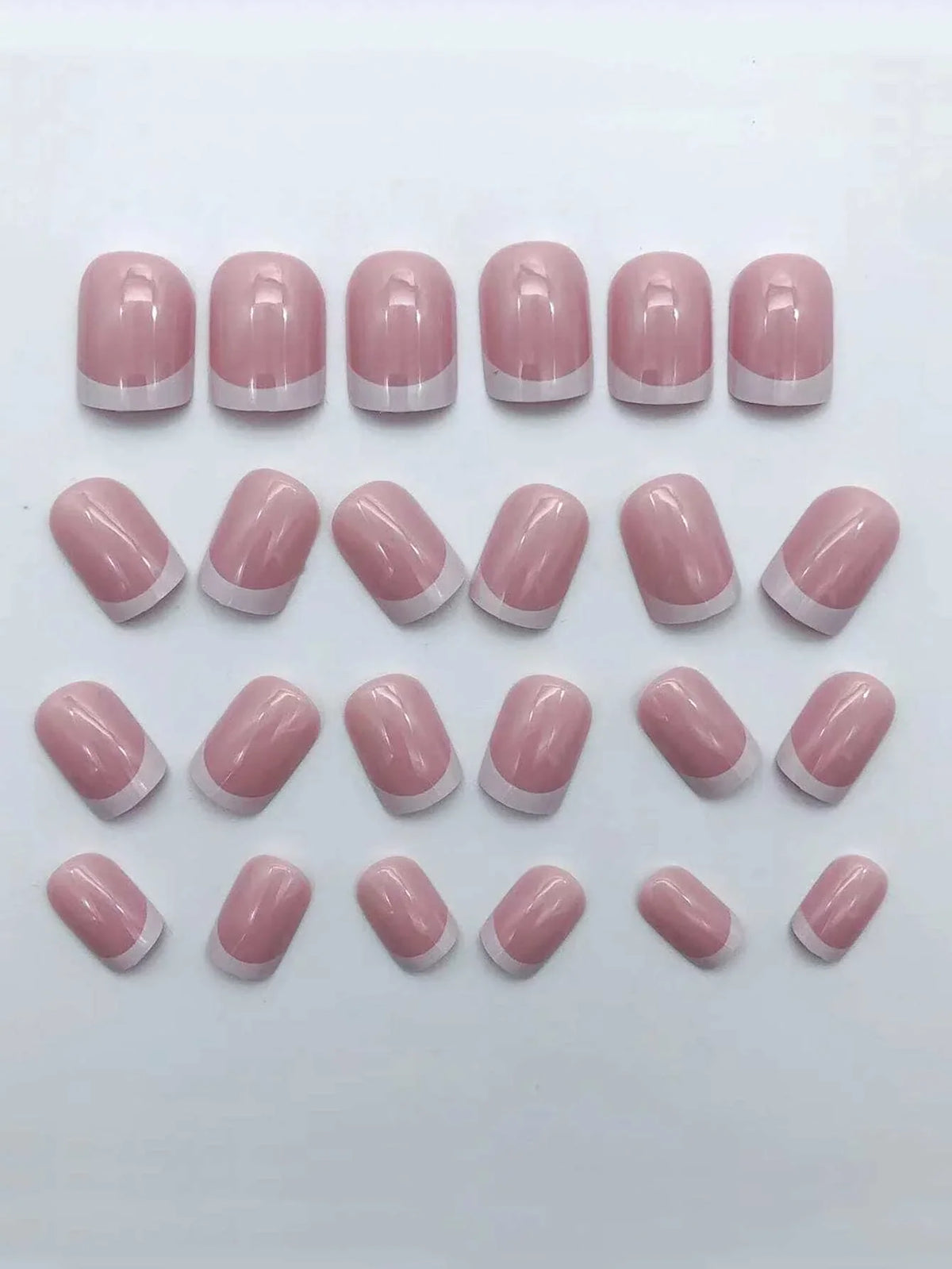 Short Square French Tip Press-On Nails – 24 Pcs, 12 Colors