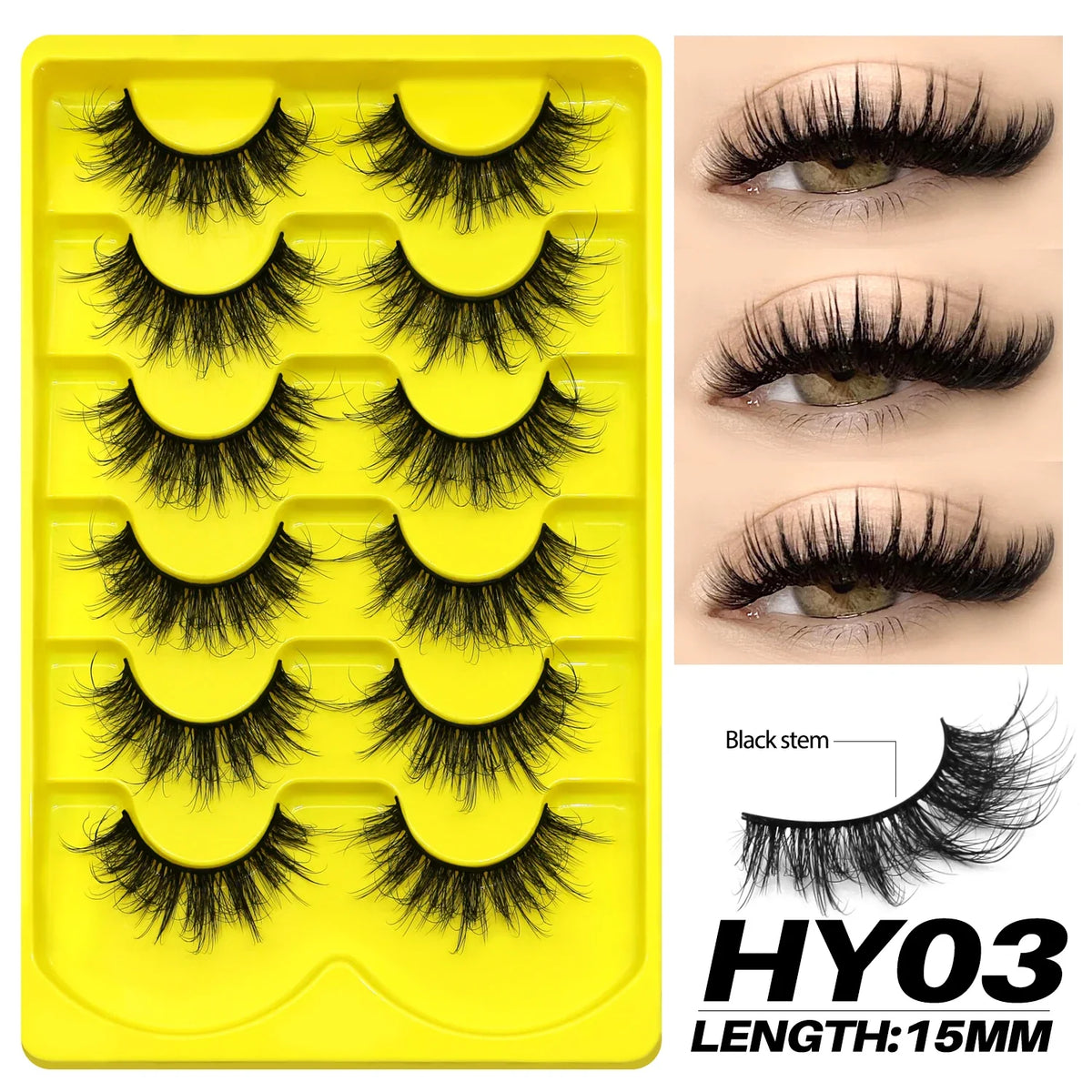 Fluffy Cat-Eye 8D Volume False Lashes – Dramatic Faux Mink