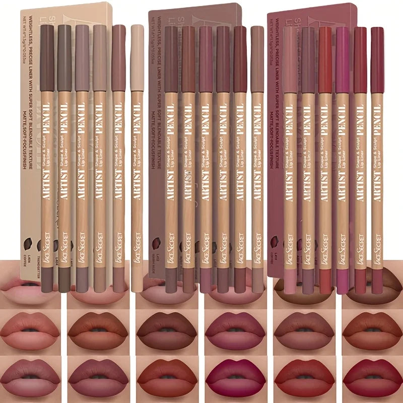 Velvet Matte Lip Liner Set – 6 Pencils