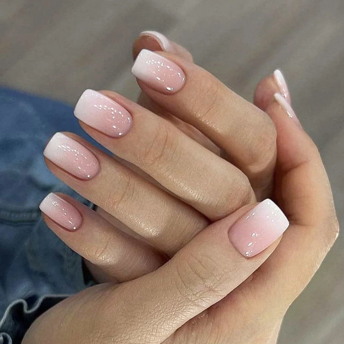 Short Square French Tip Press-On Nails – 24 Pcs, 12 Colors