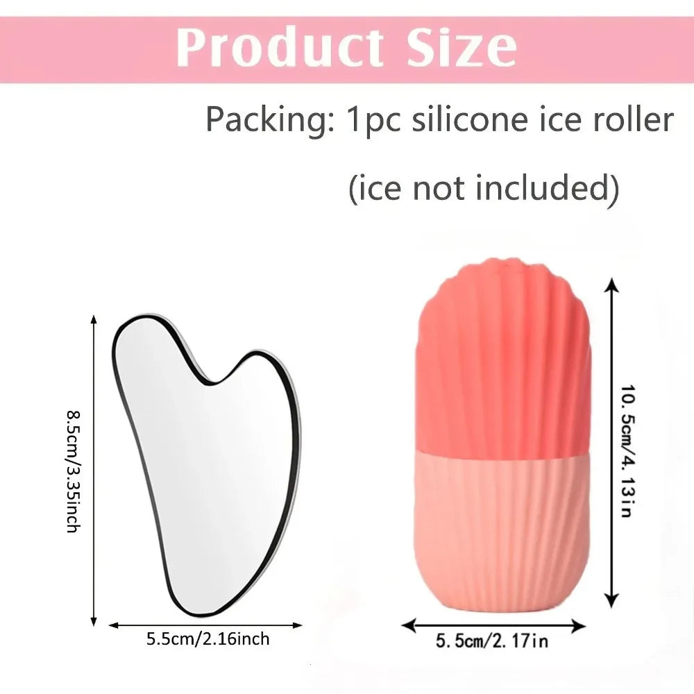 Ice Roller + Gua Sha Set – 3-Piece Facial Massage Kit