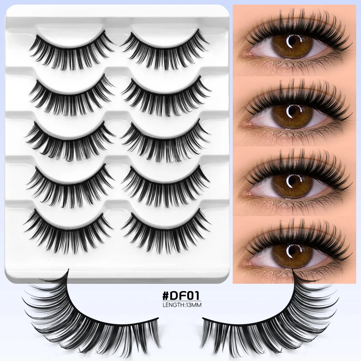 Fluffy Cat-Eye 8D Volume False Lashes – Dramatic Faux Mink