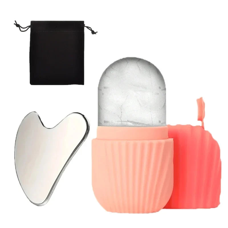Ice Roller + Gua Sha Set – 3-Piece Facial Massage Kit