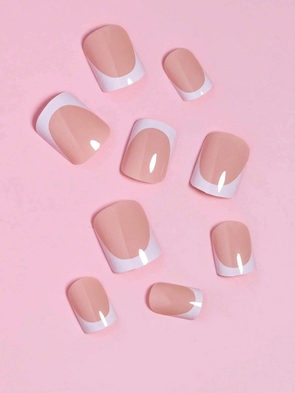 Short Square French Tip Press-On Nails – 24 Pcs, 12 Colors
