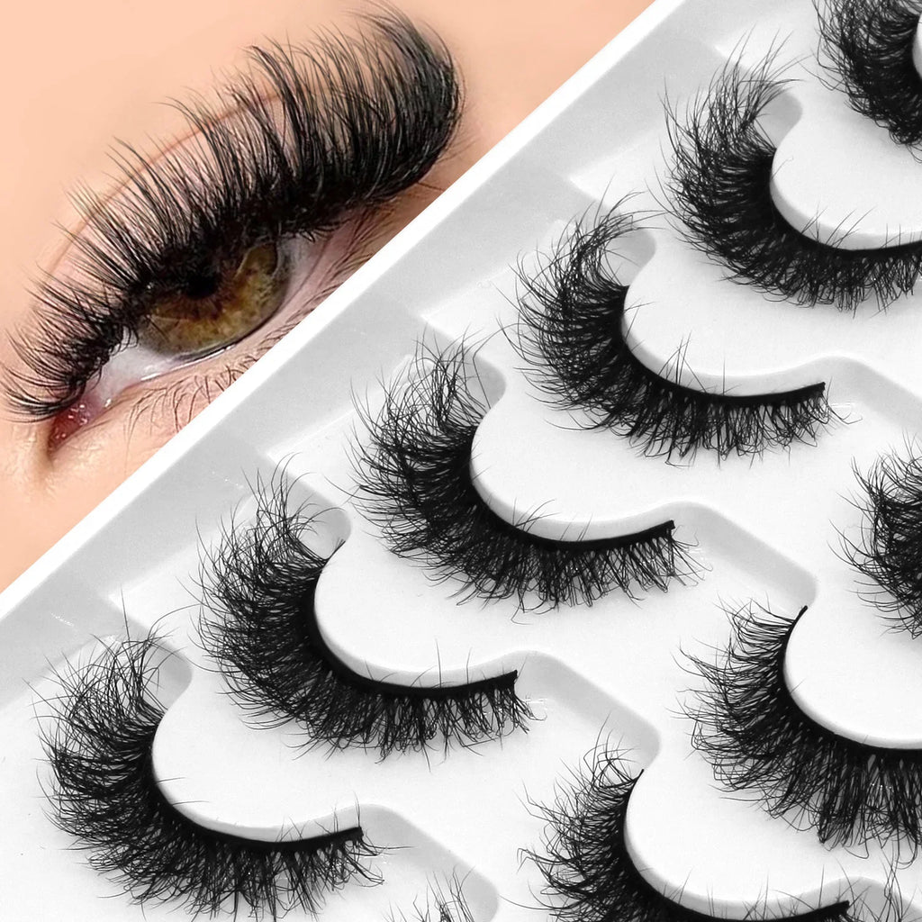 Fluffy Cat-Eye 8D Volume False Lashes – Dramatic Faux Mink