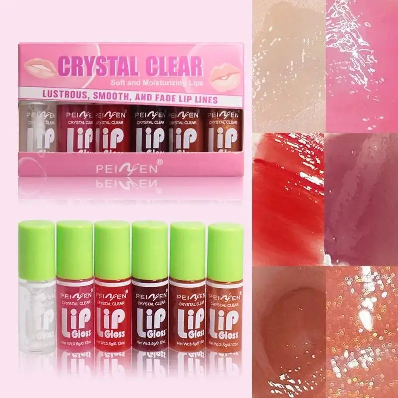 Glass Mirror Lip Gloss Set – 6 Sheer Tints