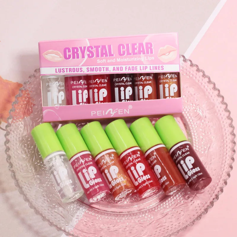 Glass Mirror Lip Gloss Set – 6 Sheer Tints