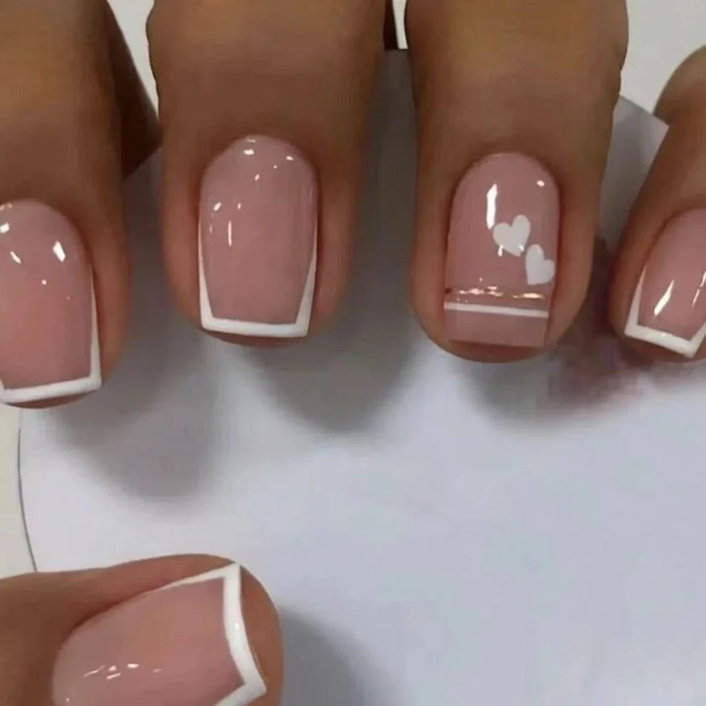 Short Square French Tip Press-On Nails – 24 Pcs, 12 Colors