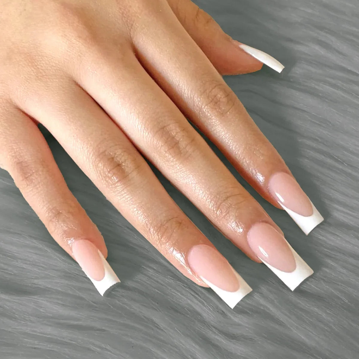Short Square French Tip Press-On Nails – 24 Pcs, 12 Colors