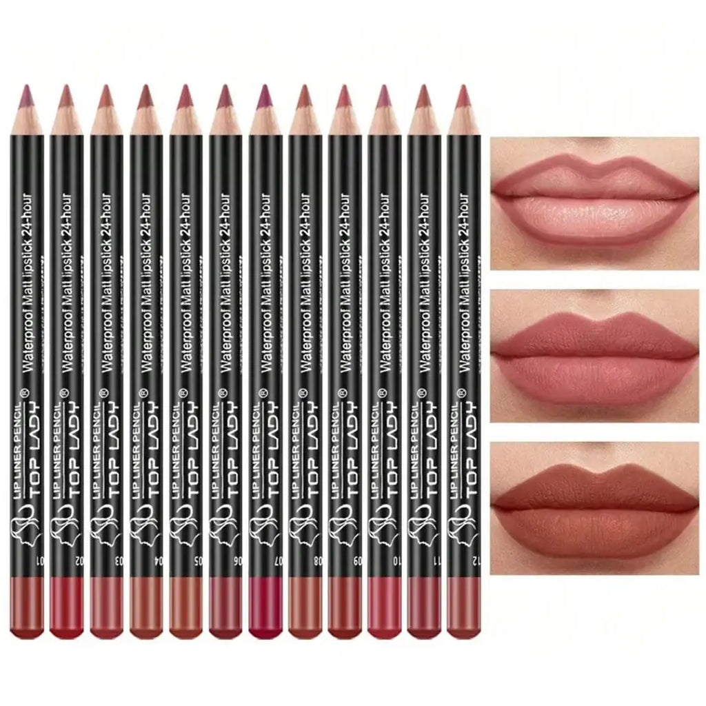 Pro Lip Liner Set – 12 Matte Shades