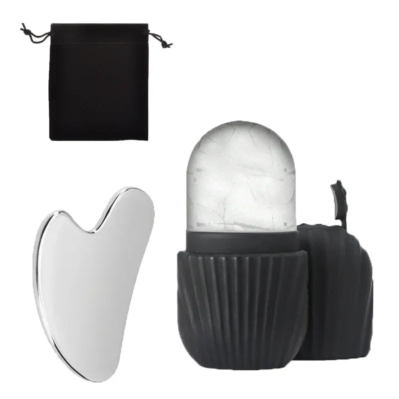 Ice Roller + Gua Sha Set – 3-Piece Facial Massage Kit
