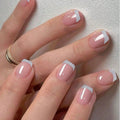 Short Square French Tip Press-On Nails – 24 Pcs, 12 Colors