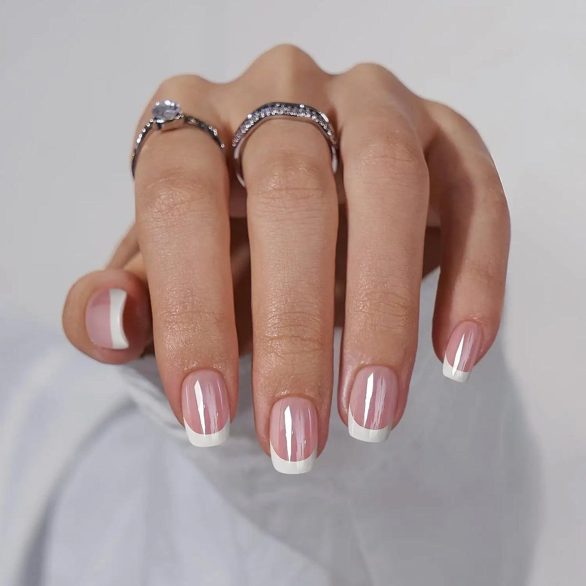 Short Square French Tip Press-On Nails – 24 Pcs, 12 Colors