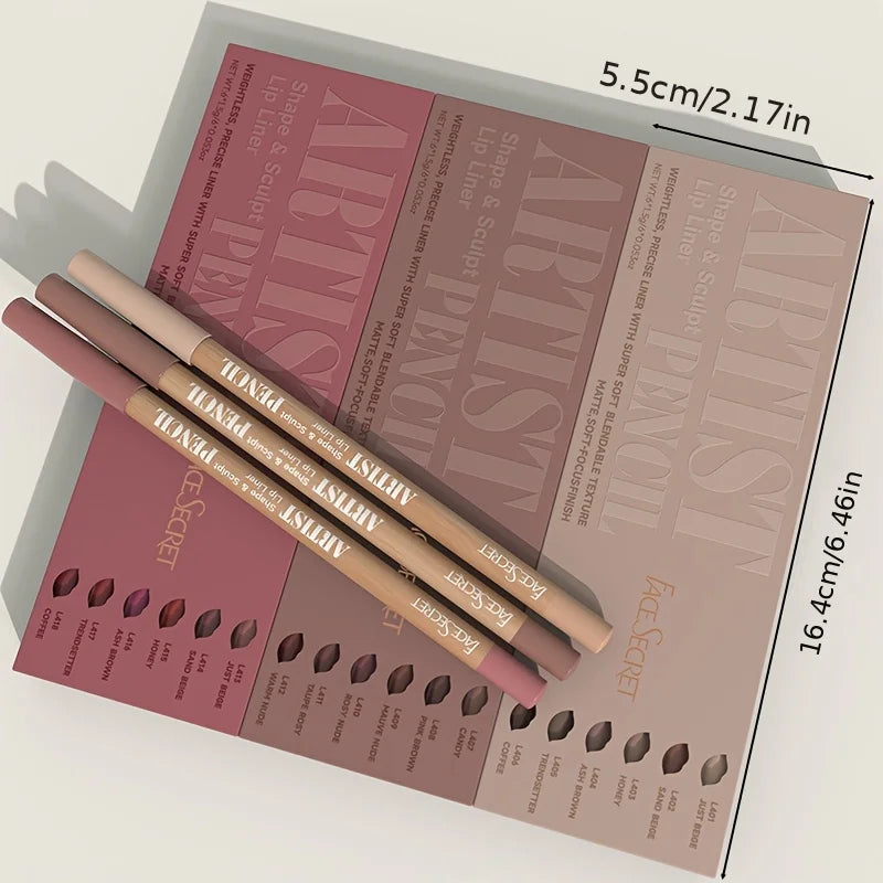 Velvet Matte Lip Liner Set – 6 Pencils