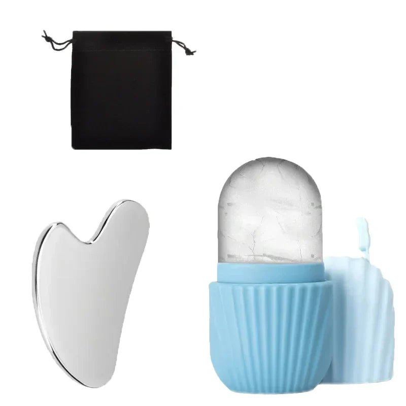 Ice Roller + Gua Sha Set – 3-Piece Facial Massage Kit
