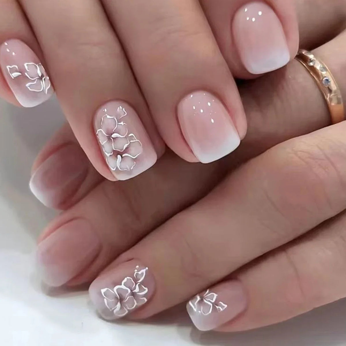 Short Square French Tip Press-On Nails – 24 Pcs, 12 Colors