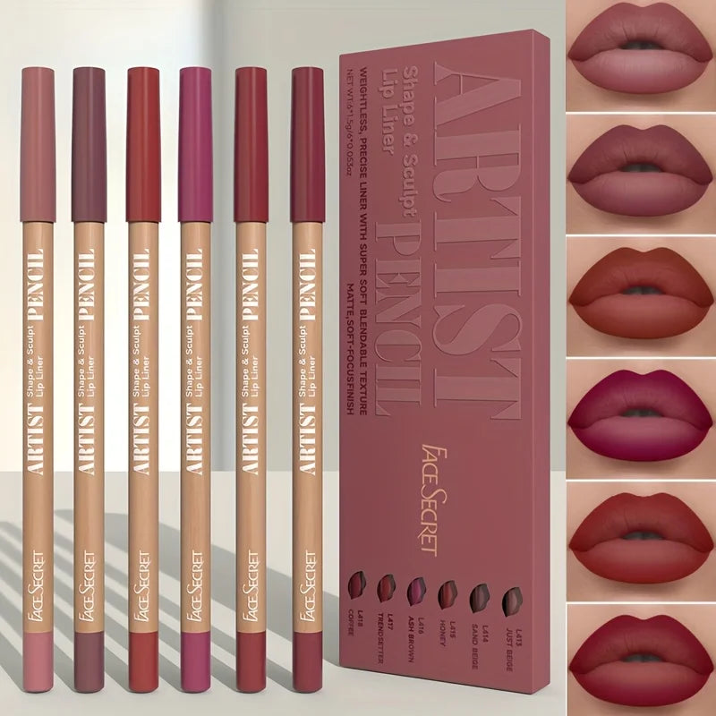 Velvet Matte Lip Liner Set – 6 Pencils