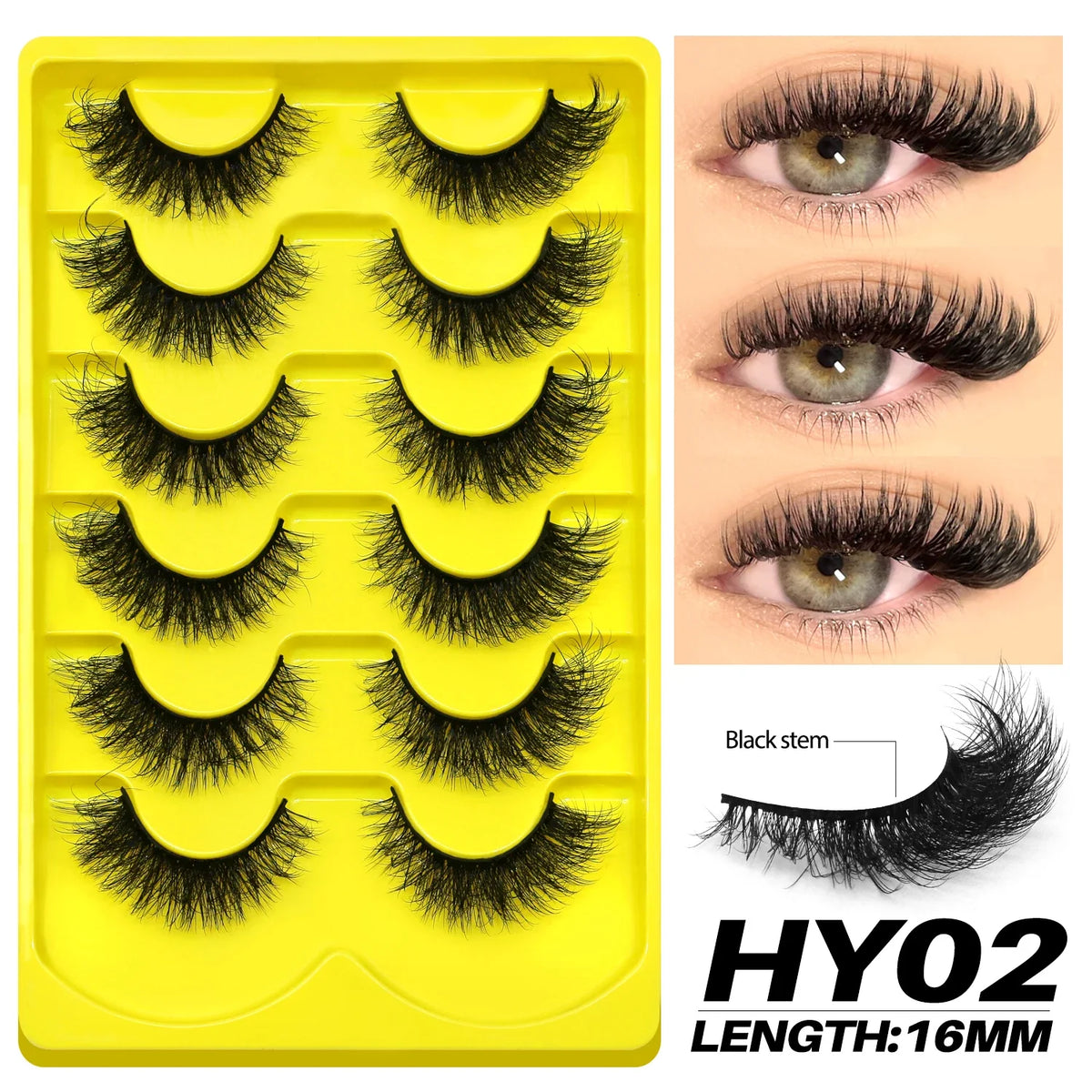 Fluffy Cat-Eye 8D Volume False Lashes – Dramatic Faux Mink