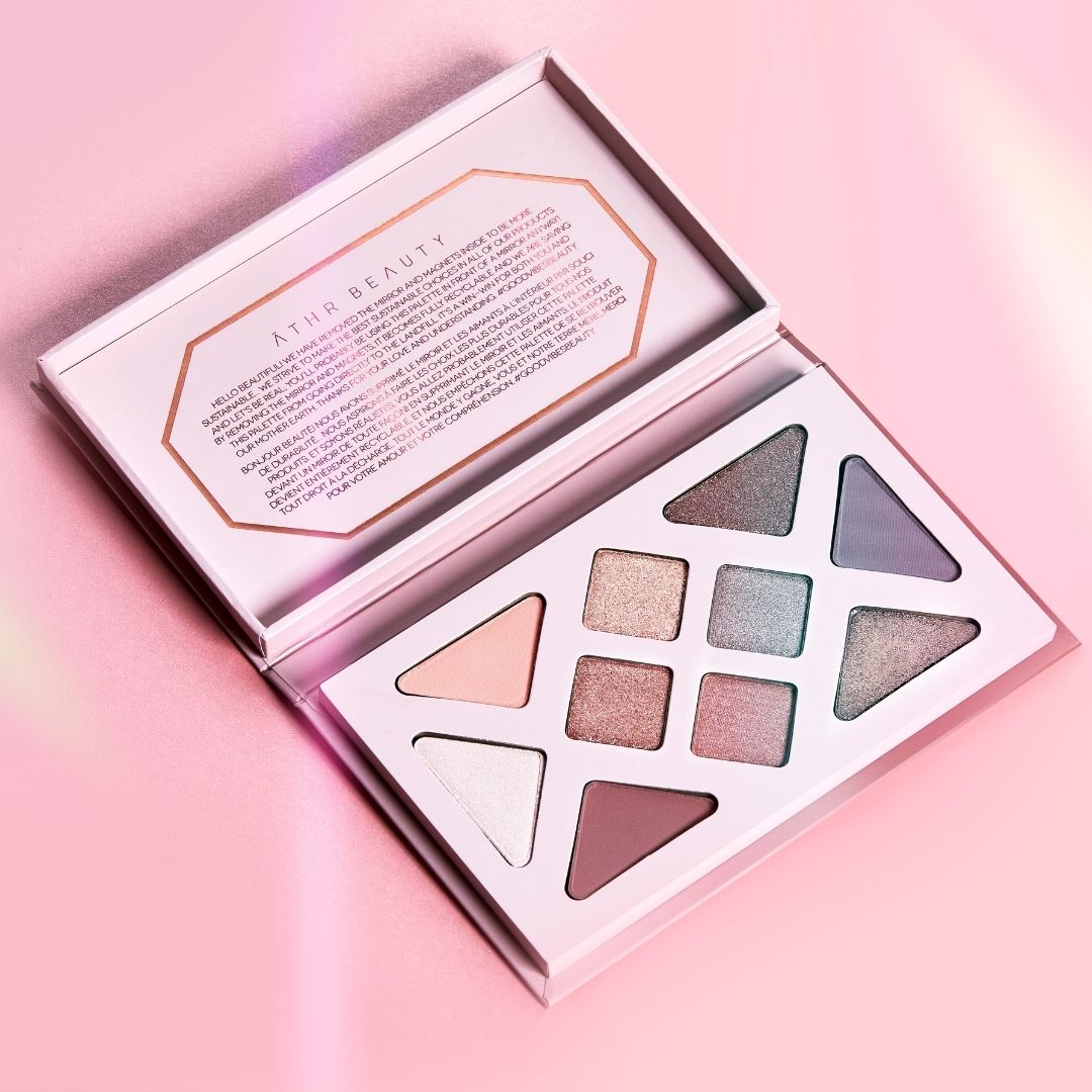ĀTHR Beauty Rose Quartz Crystal Eyeshadow Palette – 10 Shades
