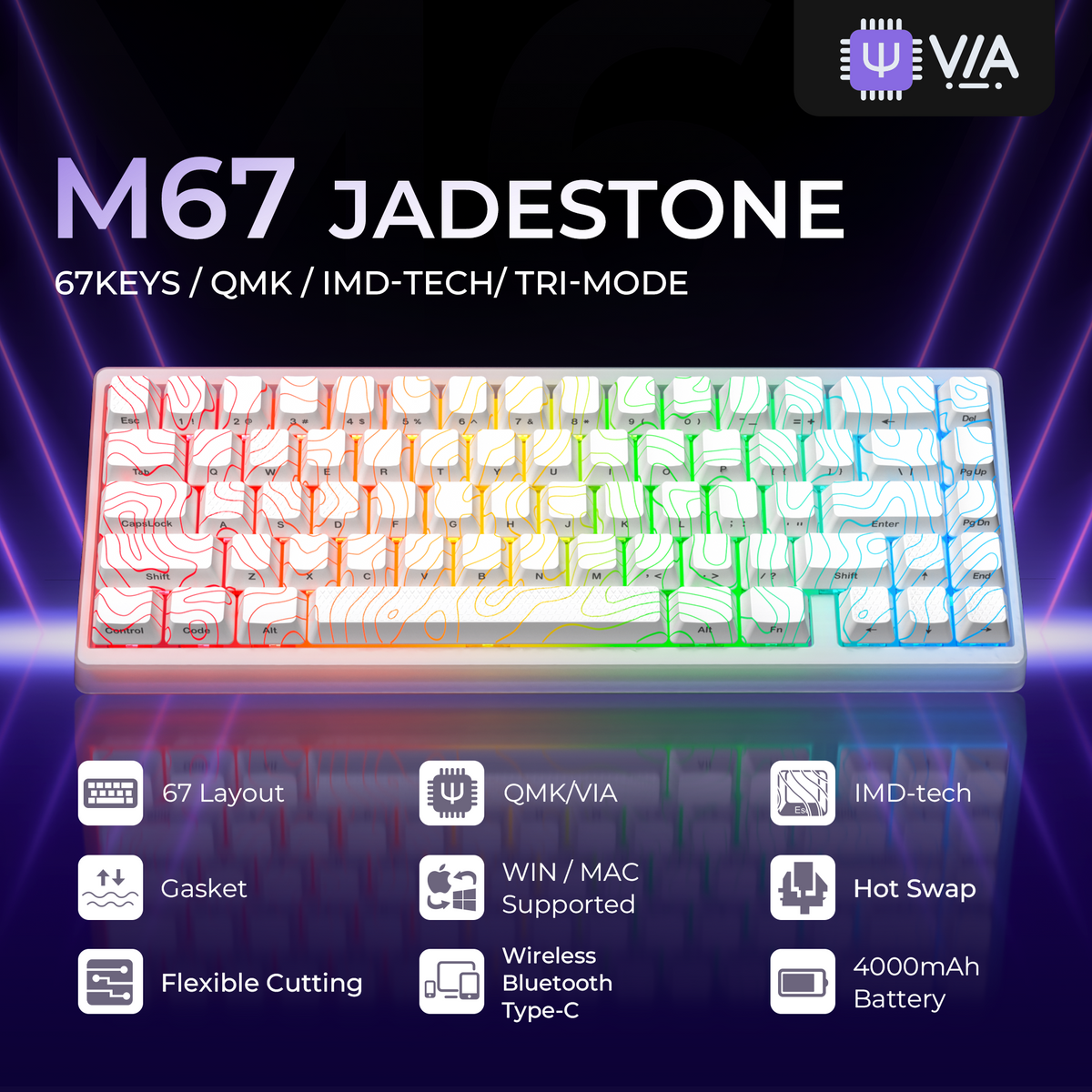 XVX M67 Mechanical Keyboard – Stellar White & More Styles, RGB