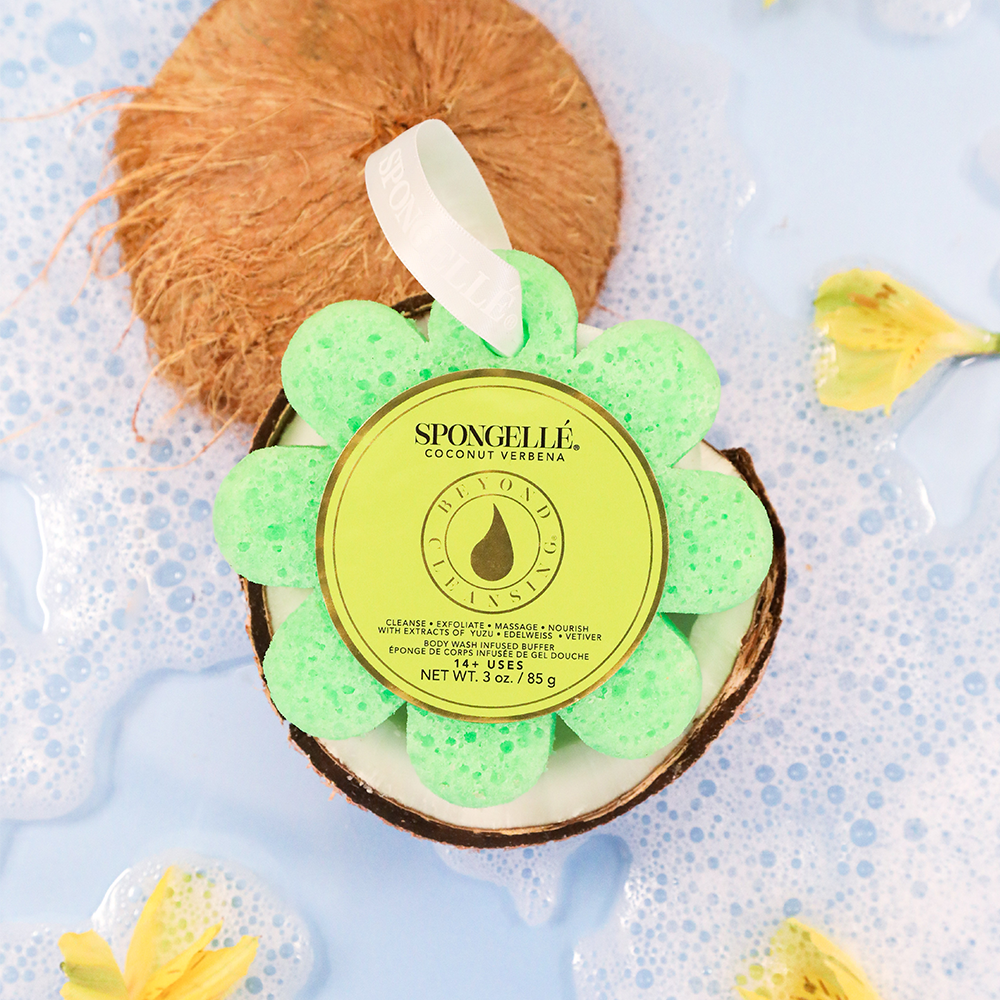 Spongellé Coconut Verbena Bath Sponge – Body Wash + Buffer