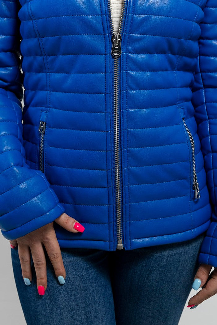 Skylar Faux Leather Puffer Jacket