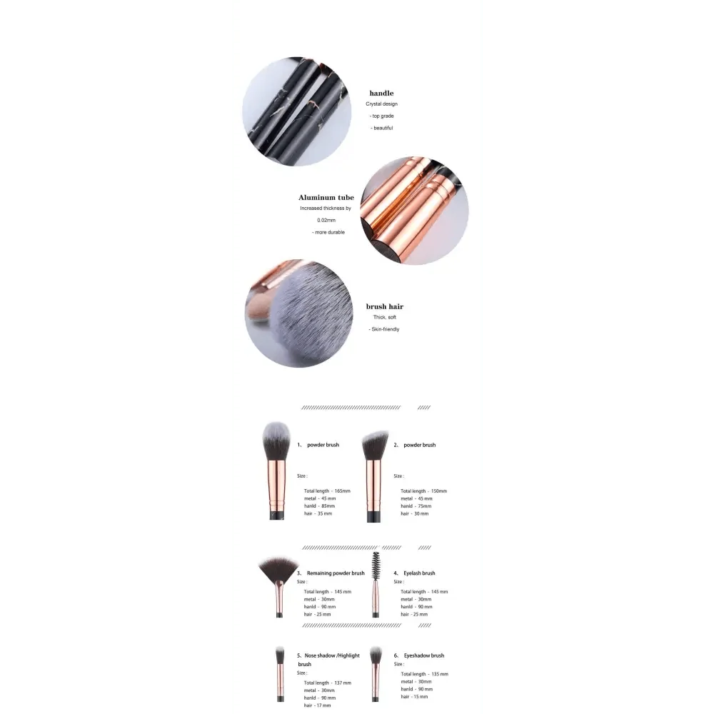 Marble Makeup Brush Set – 5, 10 or 15 Pieces